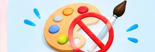 An artist's palette and brush with a not-allowed symbol