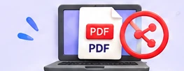 A laptop sharing a PDF file with a not-allowed symbol
