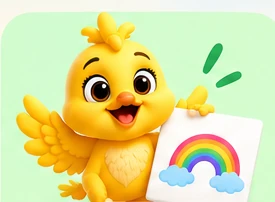 Sunny holding up a colorful printable page