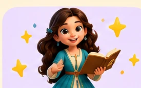 Poo holding an open storybook